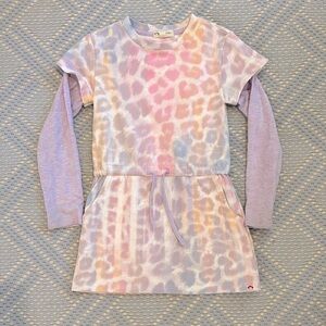 Long sleeve, pastel cheetah print dress